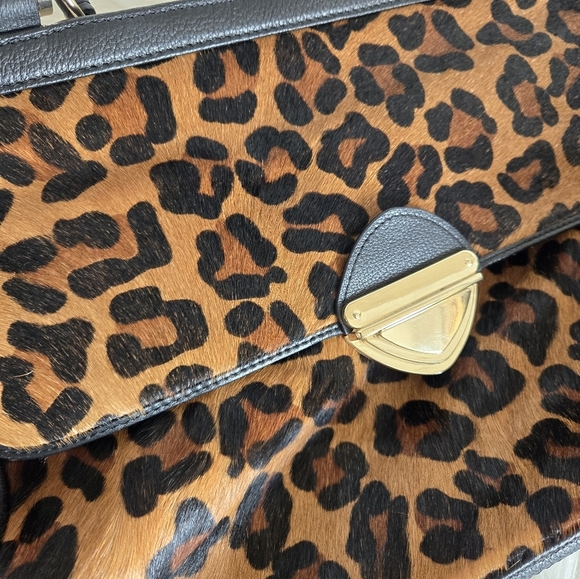 Aqua Madonna black leather and leopard print cowhide sachel - Picture 2 of 9